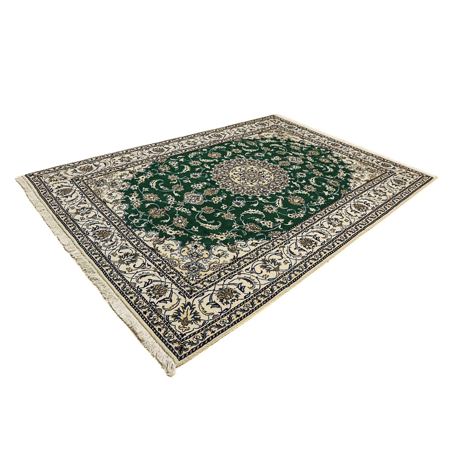 Alfombra persa - Nain - 286 x 200 cm - verde oscuro