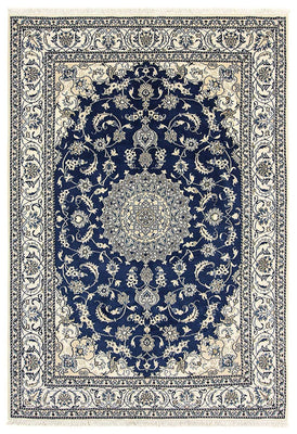 Alfombra persa - Nain - 290 x 198 cm - azul oscuro