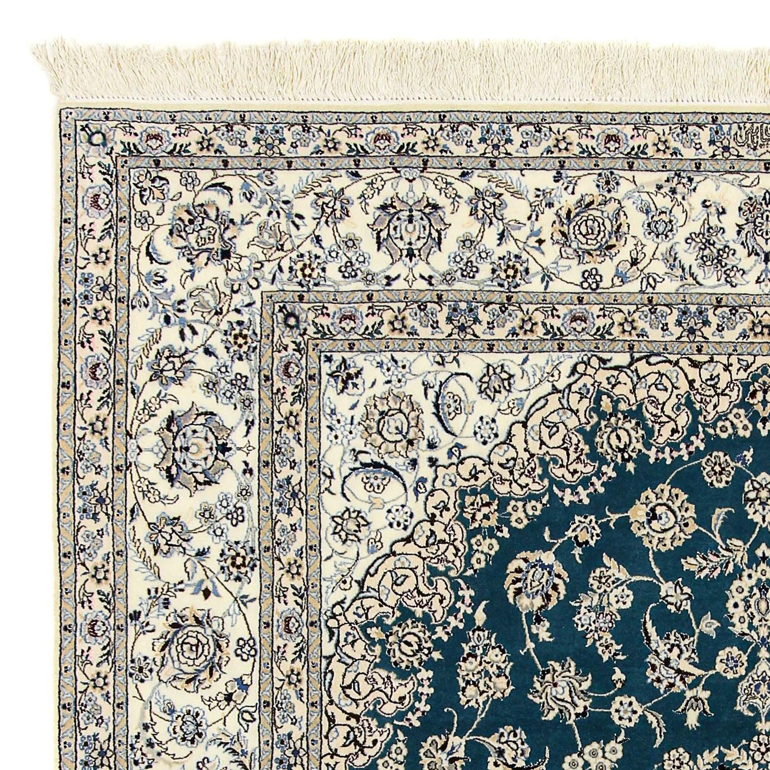 Alfombra Persa - Nain - Prima - 244 x 200 cm - azul oscuro