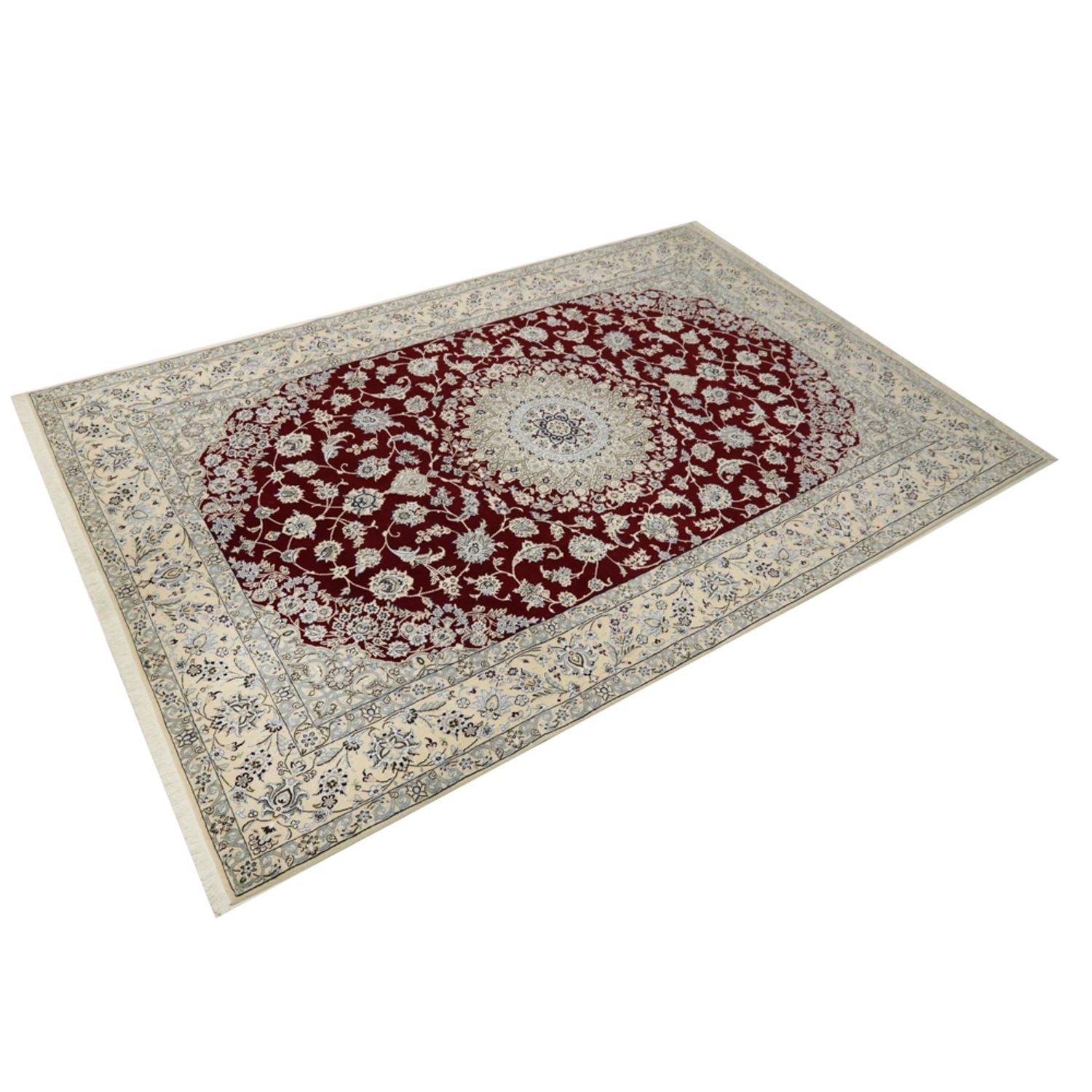 Alfombra Persa - Nain - Real - 303 x 202 cm - rojo vino