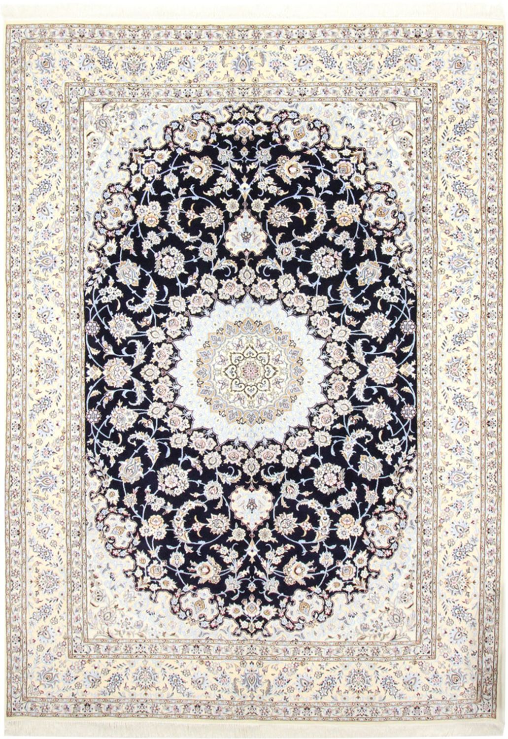 Alfombra Persa - Nain - Real - 356 x 248 cm - azul oscuro