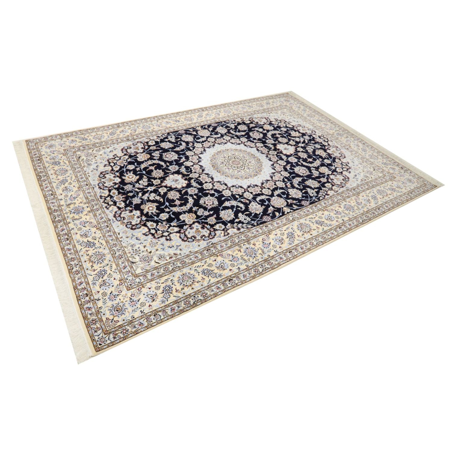 Alfombra Persa - Nain - Real - 356 x 248 cm - azul oscuro