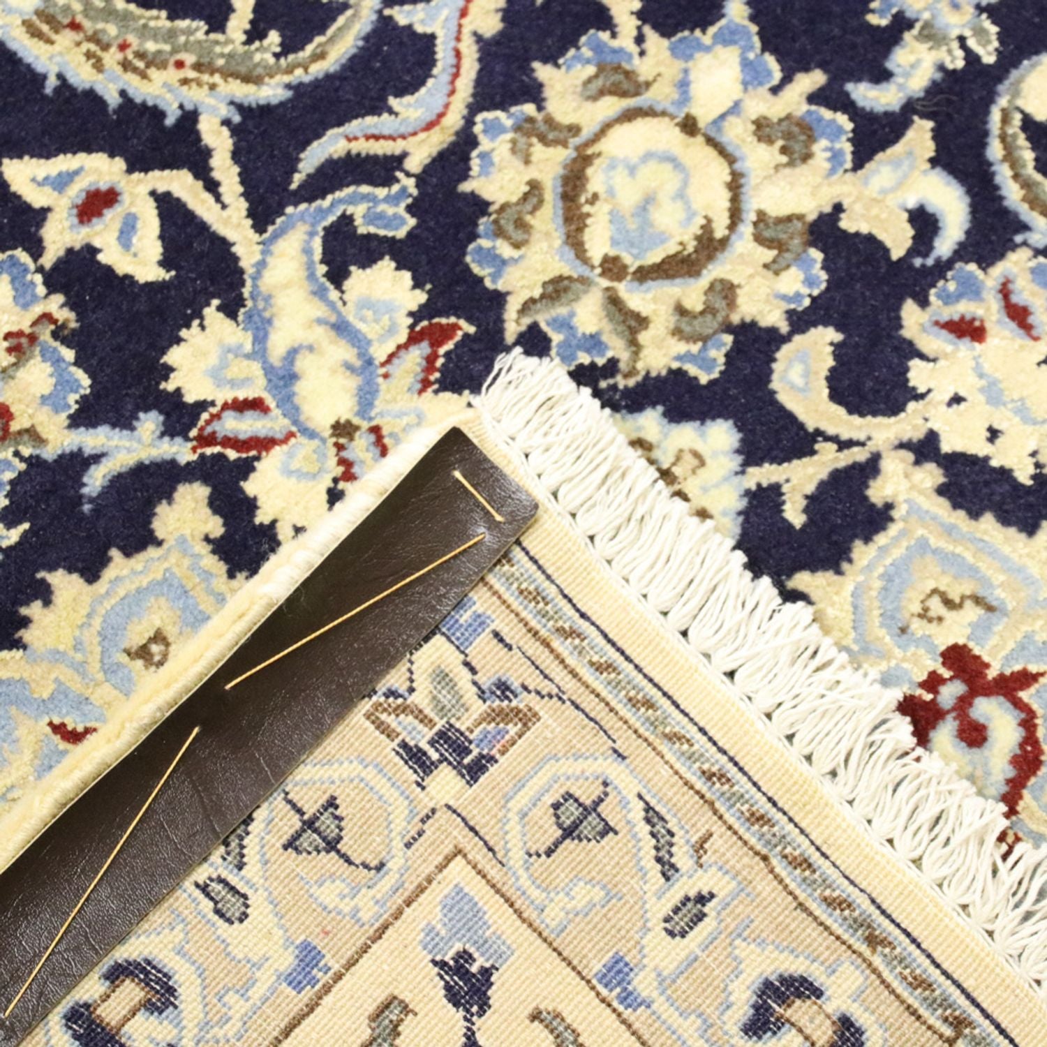 Alfombra Persa - Nain - Real - 296 x 203 cm - azul oscuro