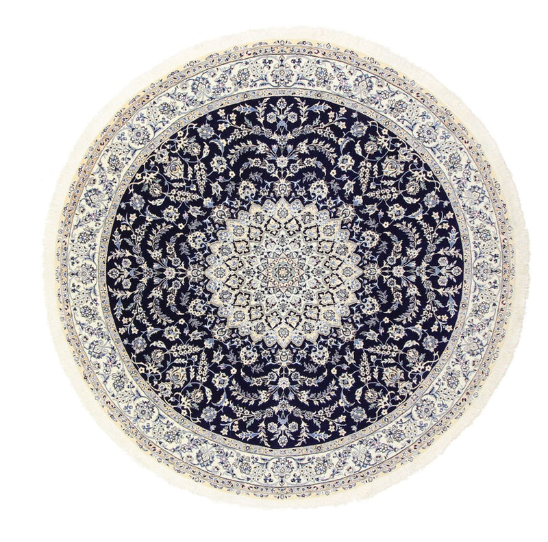 Alfombra Persa - Nain - Real redondo  - 260 x 260 cm - azul oscuro