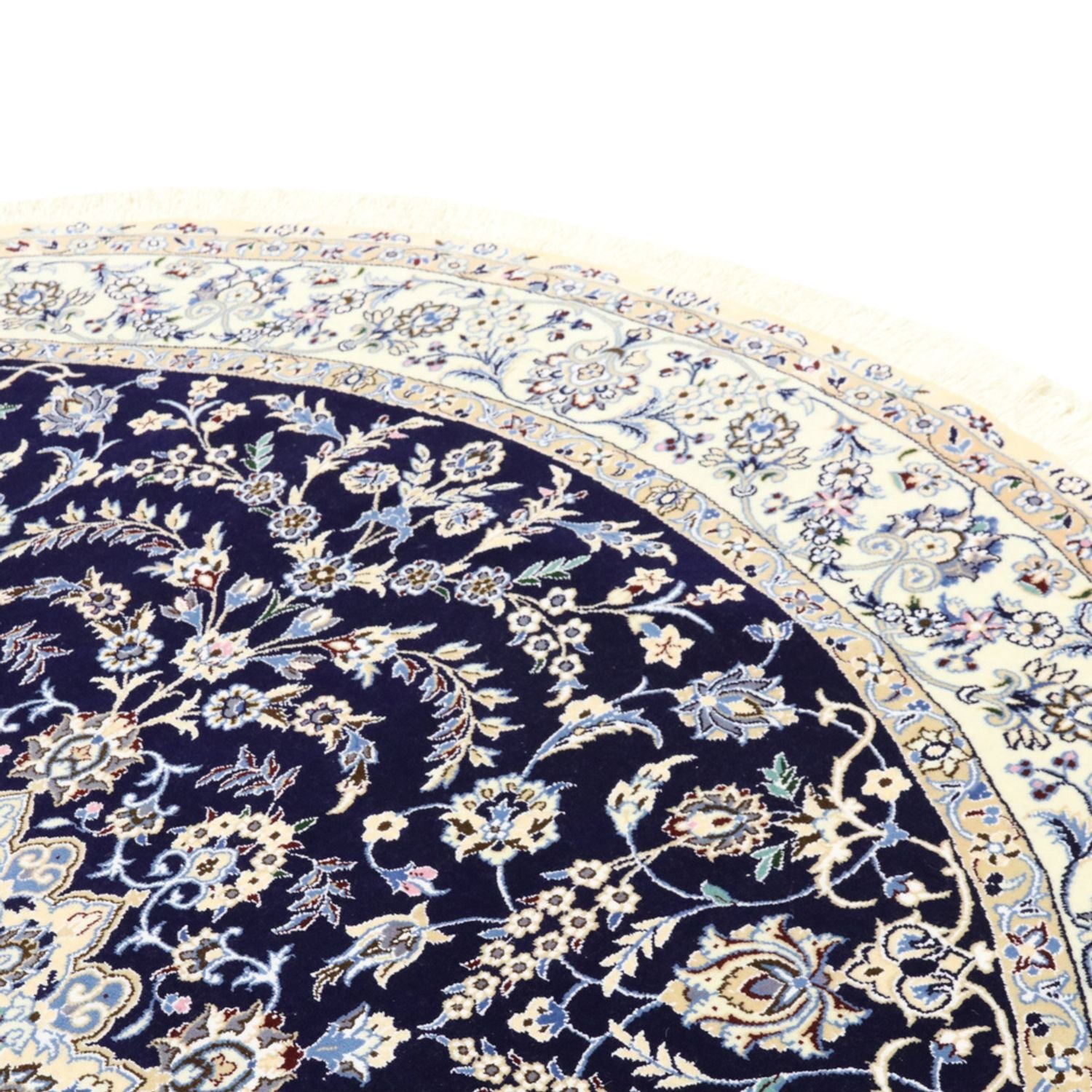 Alfombra Persa - Nain - Real redondo  - 260 x 260 cm - azul oscuro