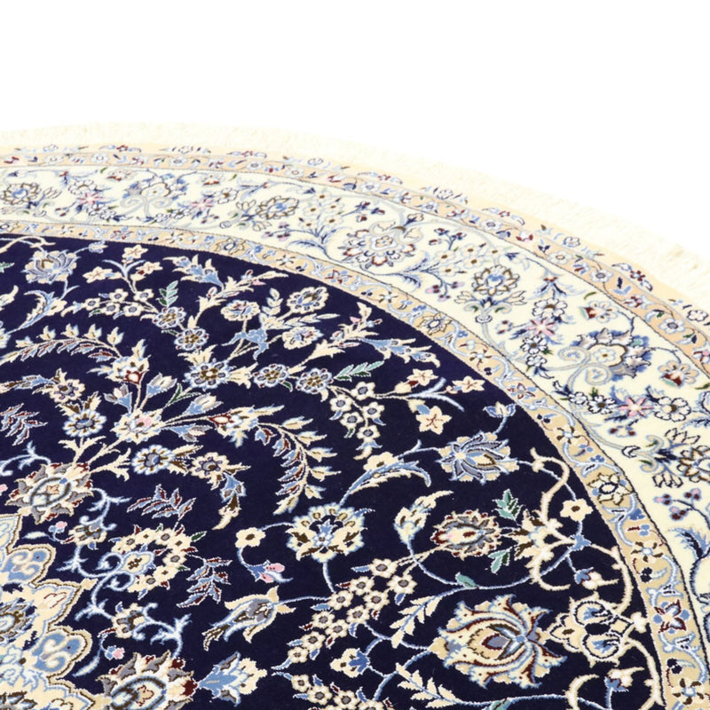 Alfombra Persa - Nain - Real redondo  - 260 x 260 cm - azul oscuro