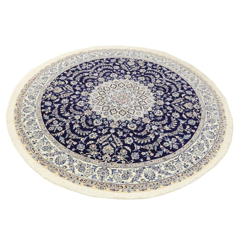 Alfombra Persa - Nain - Real redondo  - 260 x 260 cm - azul oscuro