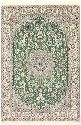 Alfombra Persa - Nain - Real - 198 x 130 cm - verde