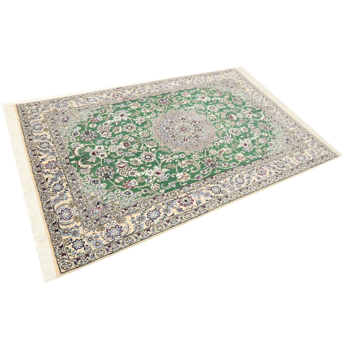 Alfombra Persa - Nain - Real - 198 x 130 cm - verde