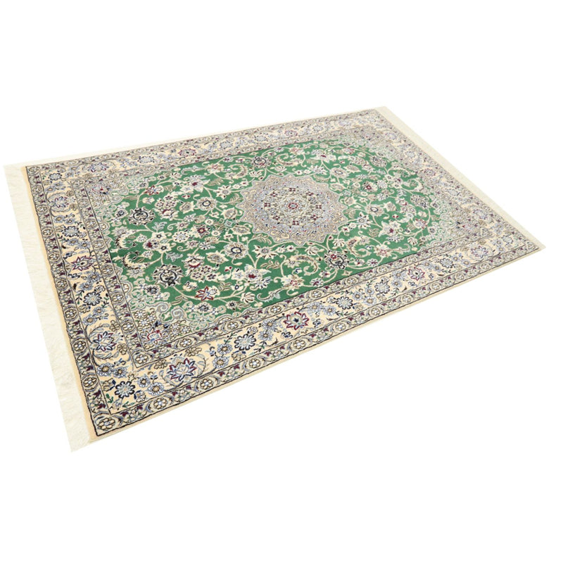 Alfombra Persa - Nain - Real - 198 x 130 cm - verde