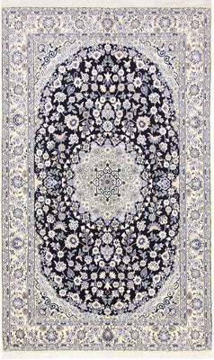 Alfombra Persa - Nain - Real - 202 x 130 cm - azul oscuro