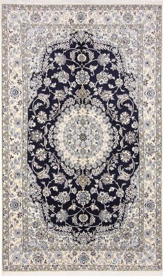 Alfombra Persa - Nain - Real - 255 x 154 cm - azul oscuro