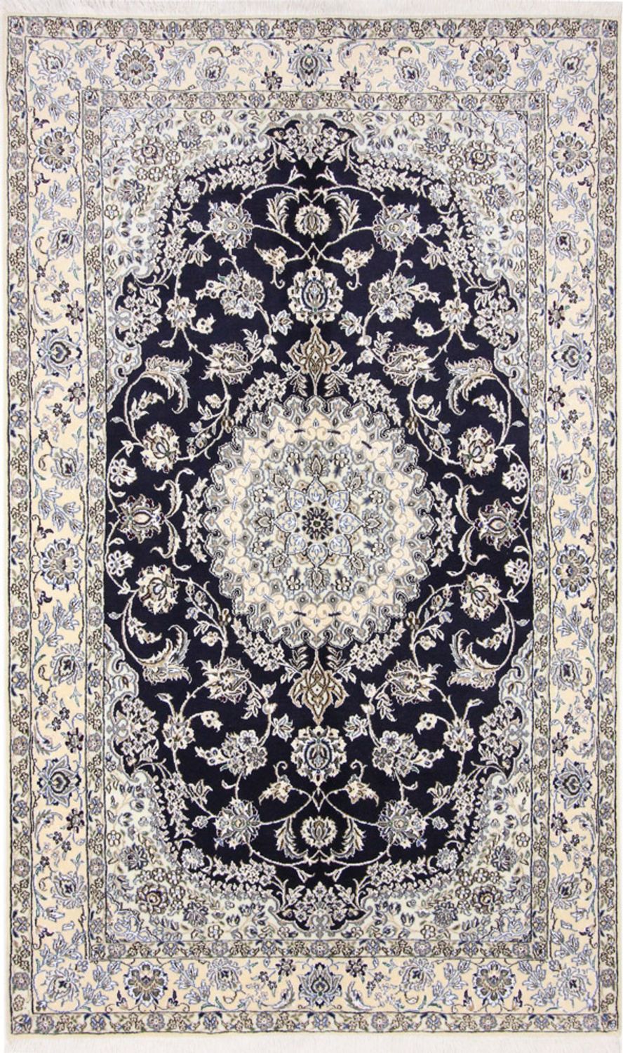 Alfombra Persa - Nain - Real - 255 x 154 cm - azul oscuro