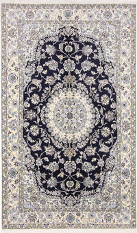 Alfombra Persa - Nain - Real - 255 x 154 cm - azul oscuro