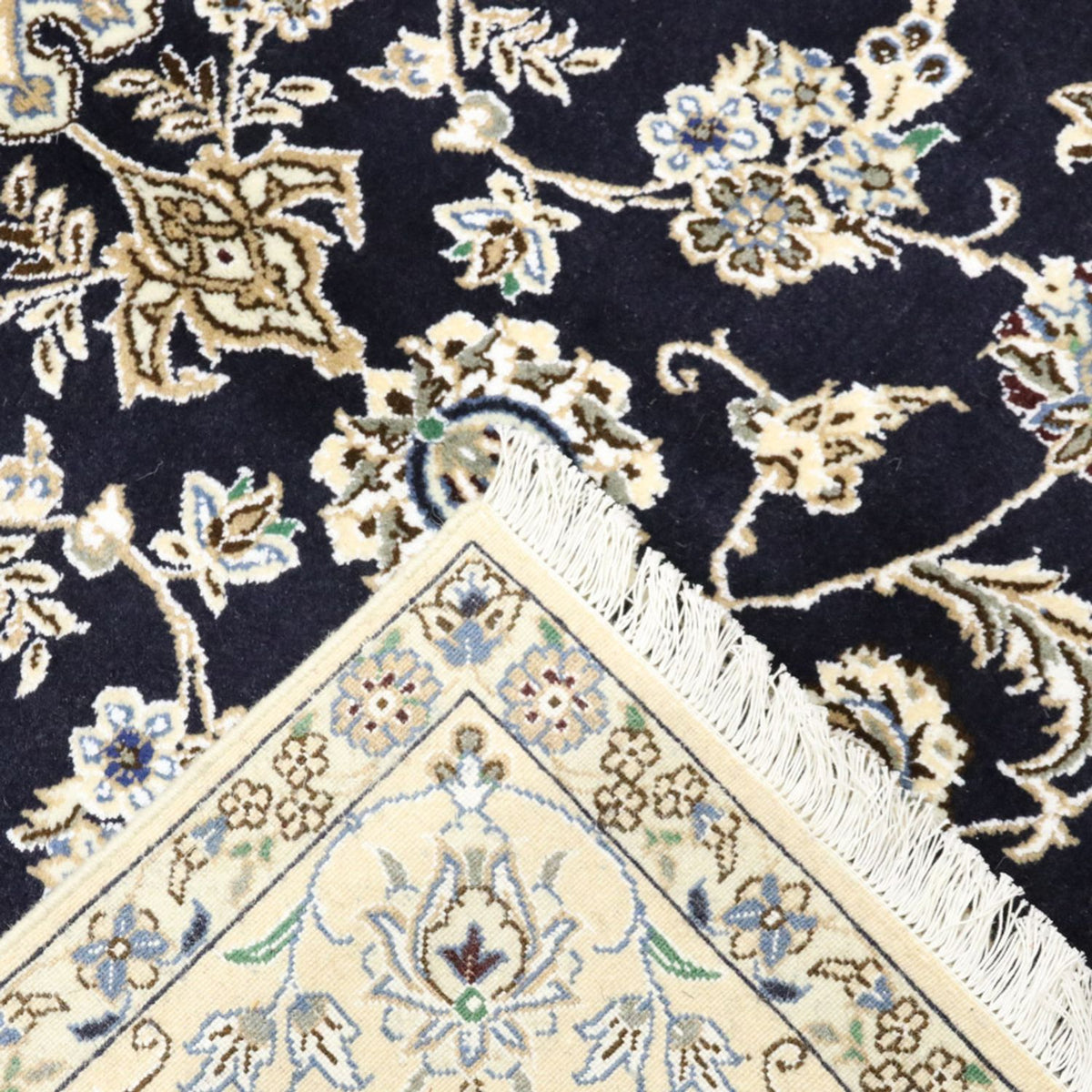 Alfombra Persa - Nain - Real - 255 x 154 cm - azul oscuro