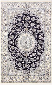 Alfombra Persa - Nain - Real - 246 x 154 cm - azul oscuro