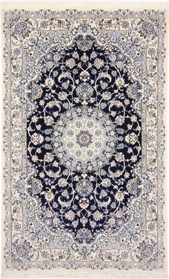 Alfombra Persa - Nain - Real - 247 x 156 cm - azul oscuro