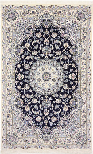 Alfombra Persa - Nain - Real - 247 x 156 cm - azul oscuro