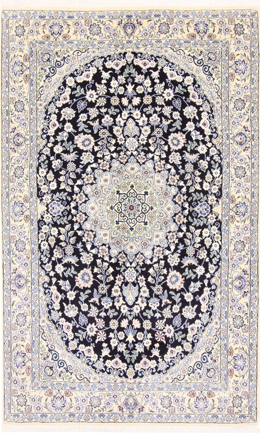 Alfombra Persa - Nain - Real - 202 x 132 cm - azul oscuro
