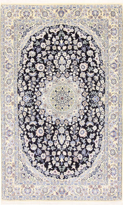 Alfombra Persa - Nain - Real - 202 x 132 cm - azul oscuro