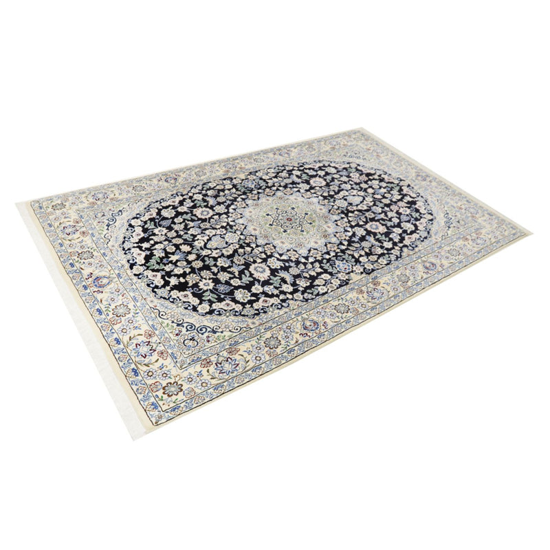 Alfombra Persa - Nain - Real - 202 x 132 cm - azul oscuro