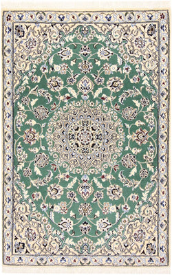 Alfombra Persa - Nain - Real - 137 x 88 cm - verde