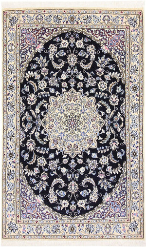 Alfombra Persa - Nain - Real - 155 x 96 cm - azul oscuro