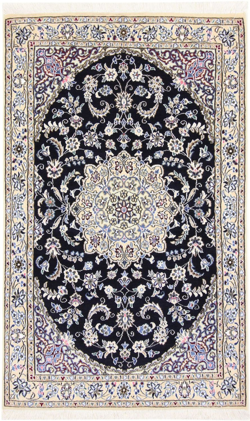 Alfombra Persa - Nain - Real - 155 x 96 cm - azul oscuro