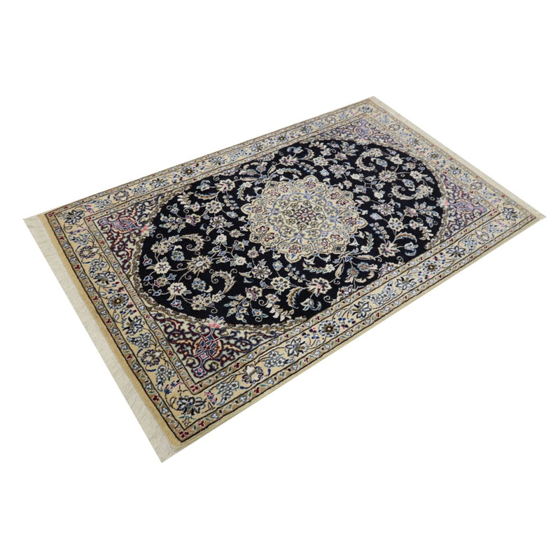 Alfombra Persa - Nain - Real - 155 x 96 cm - azul oscuro