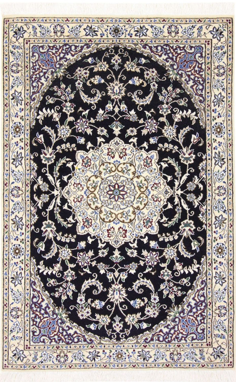 Alfombra Persa - Nain - Real - 148 x 98 cm - azul oscuro