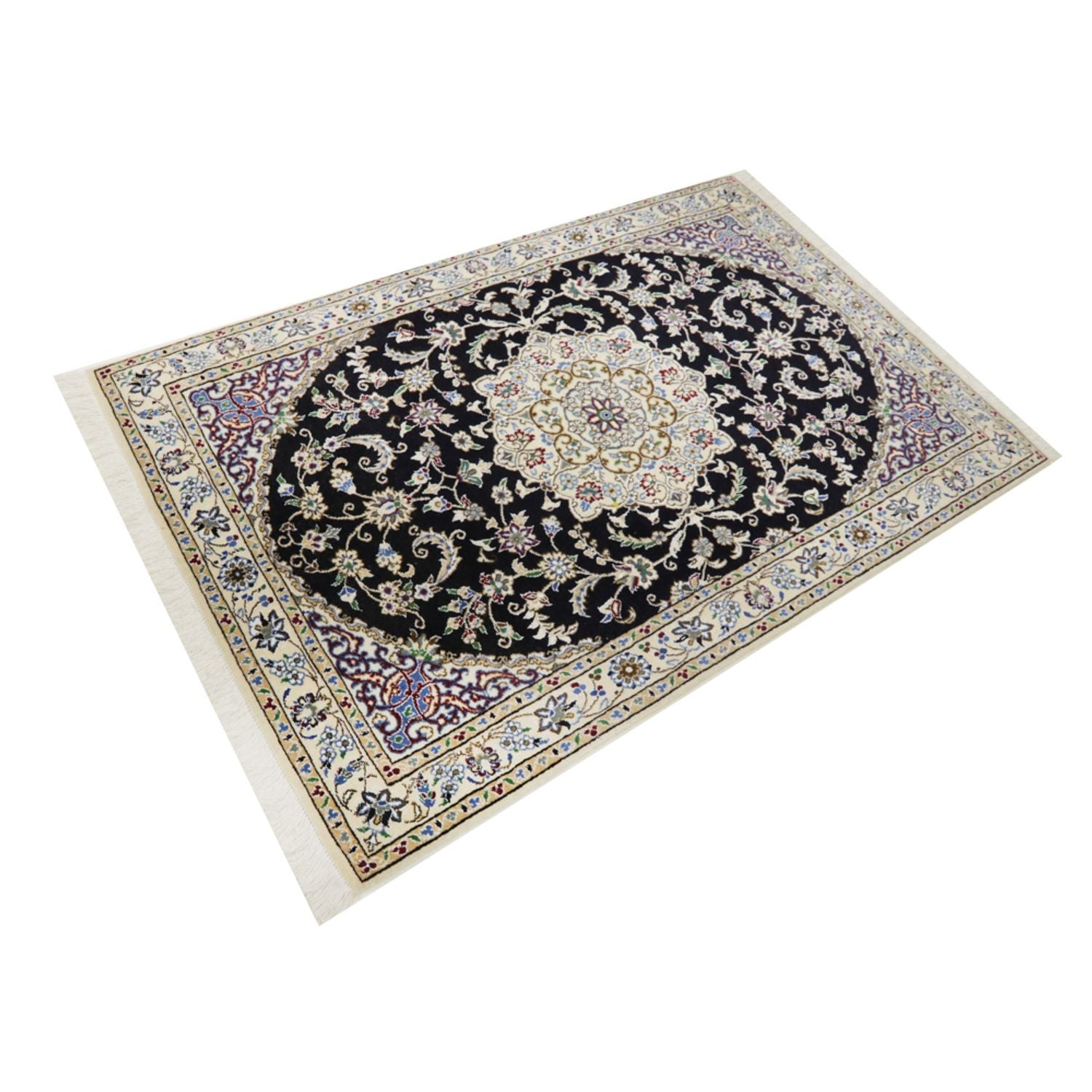 Alfombra Persa - Nain - Real - 148 x 98 cm - azul oscuro