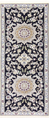 Alfombra de pasillo Alfombra Persa - Nain - Real - 195 x 84 cm - azul oscuro