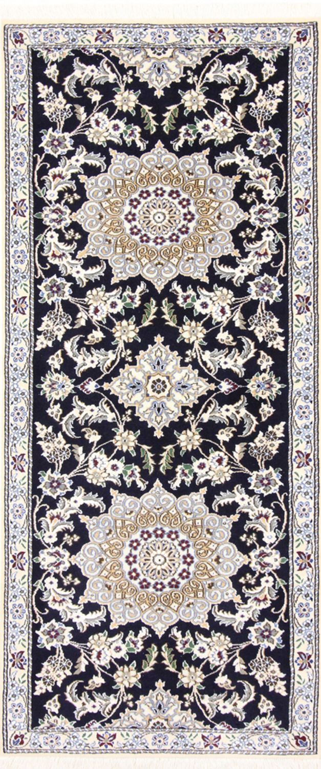 Alfombra de pasillo Alfombra Persa - Nain - Real - 195 x 84 cm - azul oscuro