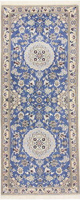 Alfombra de pasillo Alfombra Persa - Nain - Real - 198 x 83 cm - azul