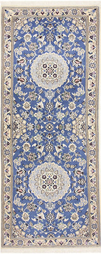 Alfombra de pasillo Alfombra Persa - Nain - Real - 198 x 83 cm - azul