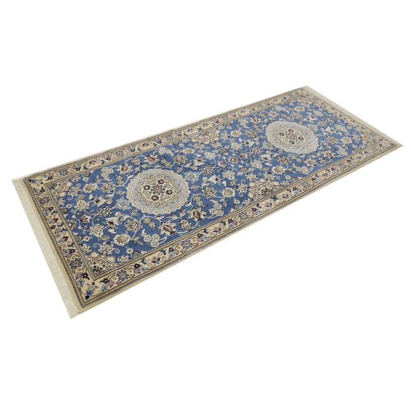 Alfombra de pasillo Alfombra Persa - Nain - Real - 198 x 83 cm - azul