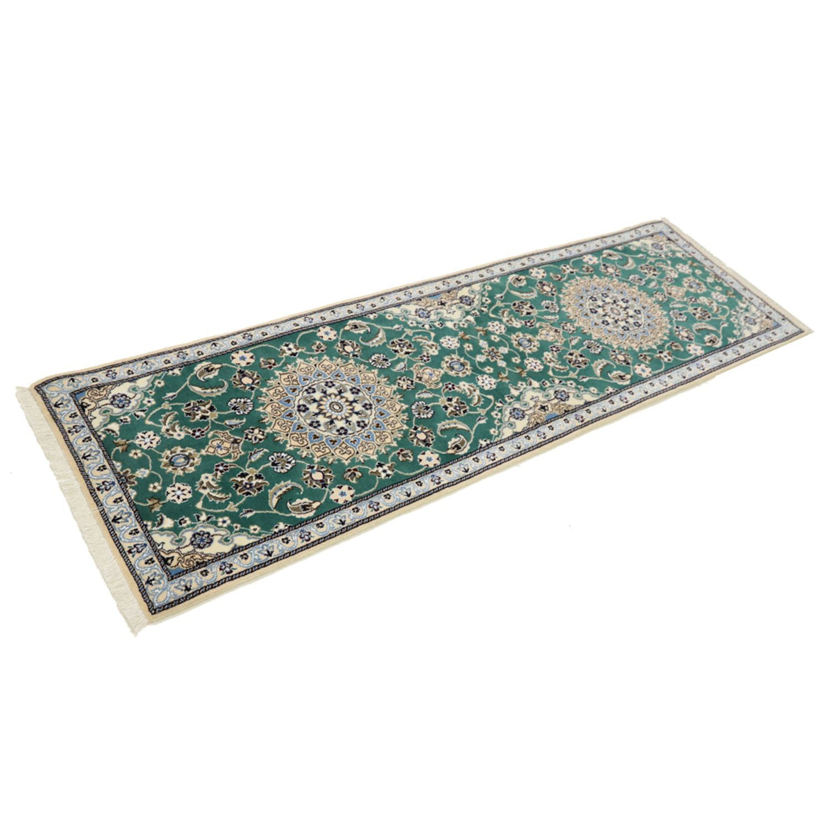 Alfombra de pasillo Alfombra Persa - Nain - Real - 200 x 60 cm - verde