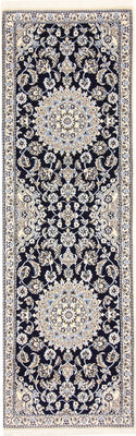 Alfombra de pasillo Alfombra Persa - Nain - Real - 196 x 61 cm - azul oscuro