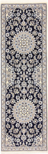 Alfombra de pasillo Alfombra Persa - Nain - Real - 196 x 61 cm - azul oscuro