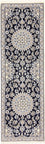 Alfombra de pasillo Alfombra Persa - Nain - Real - 196 x 61 cm - azul oscuro