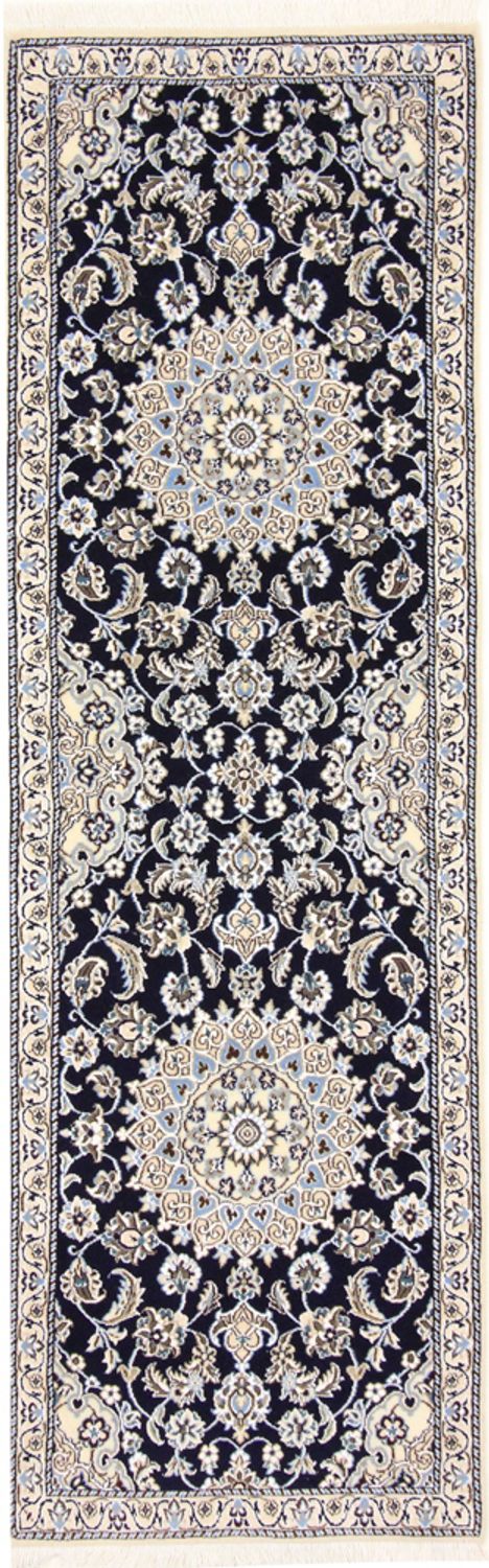 Alfombra de pasillo Alfombra Persa - Nain - Real - 196 x 61 cm - azul oscuro