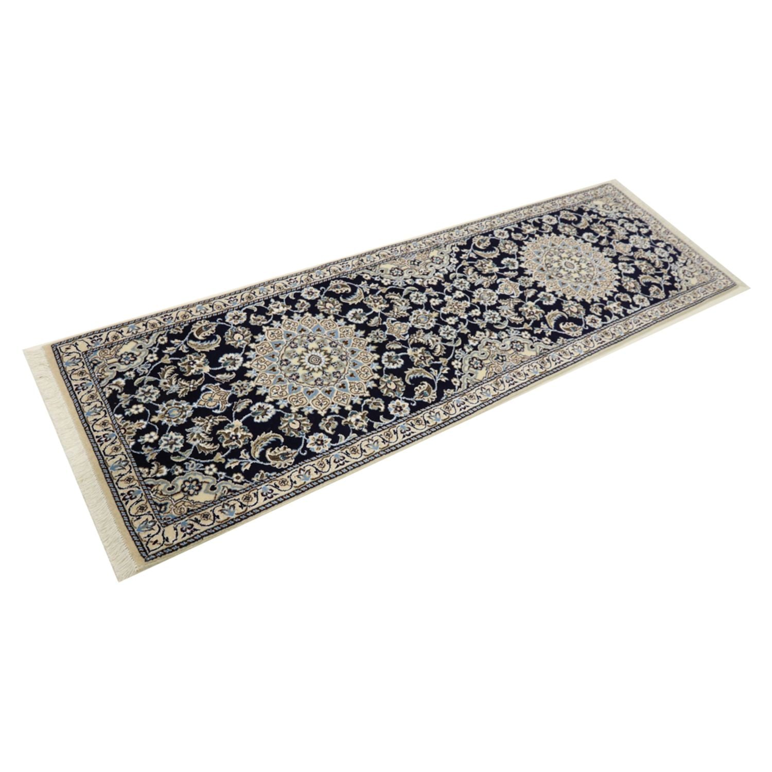 Alfombra de pasillo Alfombra Persa - Nain - Real - 196 x 61 cm - azul oscuro