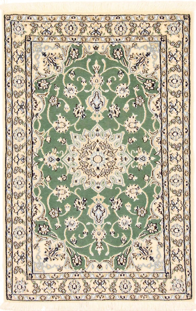 Alfombra Persa - Nain - Real - 98 x 64 cm - verde