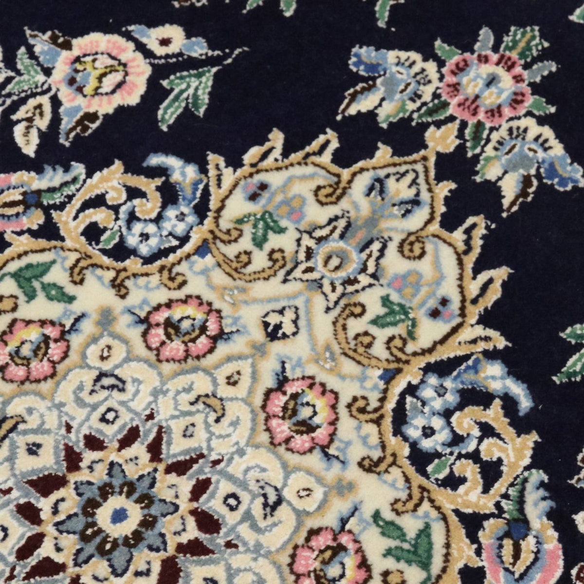 Alfombra Persa - Nain - Real - 90 x 60 cm - azul oscuro