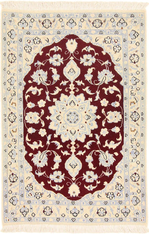 Alfombra Persa - Nain - Real - 90 x 60 cm - rojo