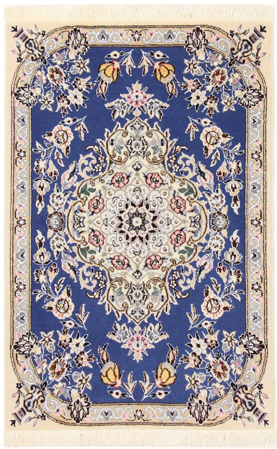 Alfombra Persa - Nain - Real - 90 x 60 cm - azul