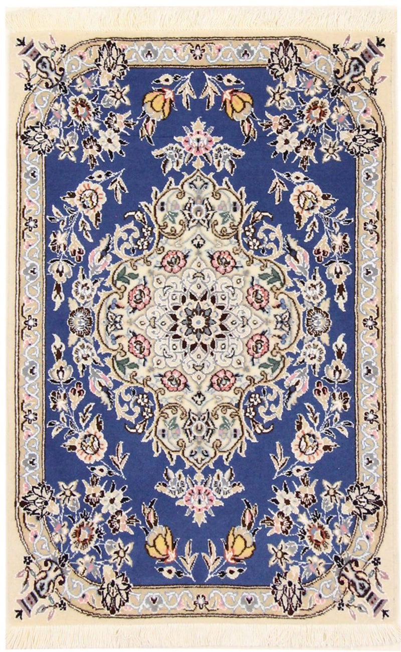 Alfombra Persa - Nain - Real - 90 x 60 cm - azul