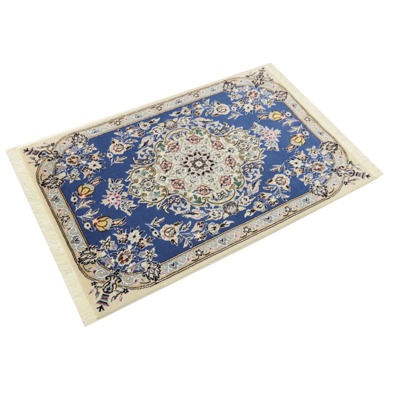 Alfombra Persa - Nain - Real - 90 x 60 cm - azul