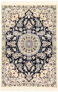 Alfombra Persa - Nain - Real - 90 x 60 cm - azul oscuro