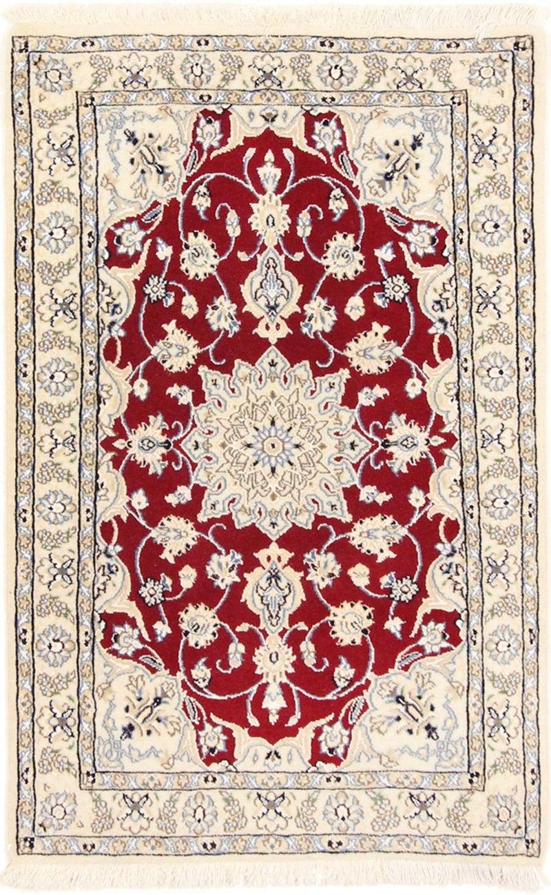 Alfombra Persa - Nain - Real - 90 x 60 cm - rojo